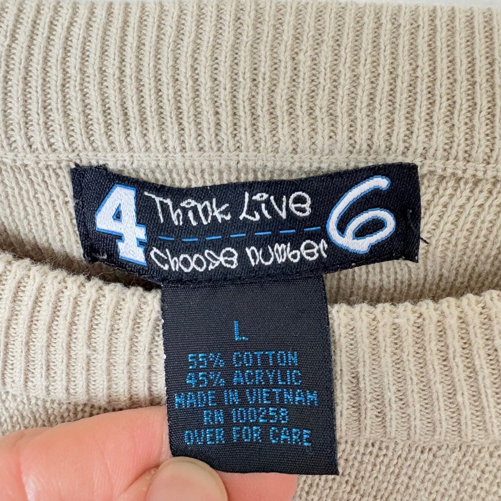 Vintage Mens Brown Striped Knit Sweater Y2K Size Large Preppy Skater Kurt Cobain - Picture 6 of 9